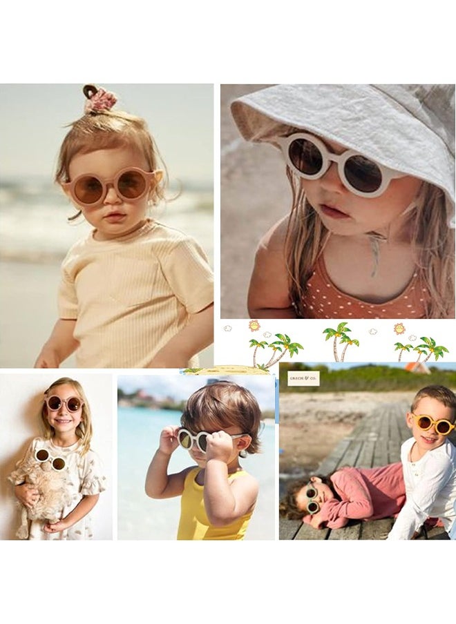 HS 3PCS Kids Sunglasses, Retro Lovely Round Sunglasses For Kids Girls Boys Sunnies UV400 Protection Sun Glasses, Flexible Frame For Girls Boys Age 1-8 Morandi Sunglasses Fashion Beach Holiday  - Image 5