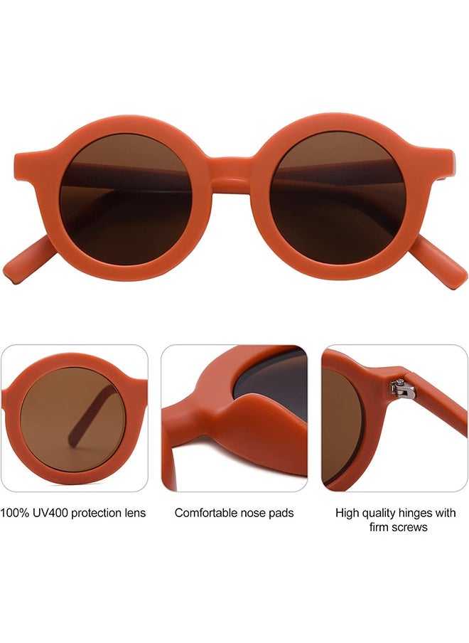 HS 3PCS Kids Sunglasses, Retro Lovely Round Sunglasses For Kids Girls Boys Sunnies UV400 Protection Sun Glasses, Flexible Frame For Girls Boys Age 1-8 Morandi Sunglasses Fashion Beach Holiday  - Image 2