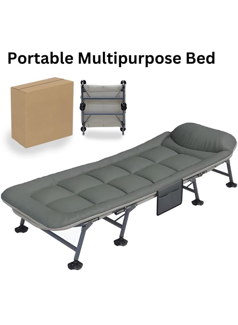 توشيونيكس سرير تخييم فاخر مريح قابل للطي، سعة 160 كجم، سرير محمول بـ 8 أرجل، كرسي استرخاء فاخر بـ 6 زوايا، مرتبة نوم، كرسي استرخاء للمكتب للاستخدام الداخلي والخارجي، سرير شاطئ للبالغين (أخضر غامق) - Image 5