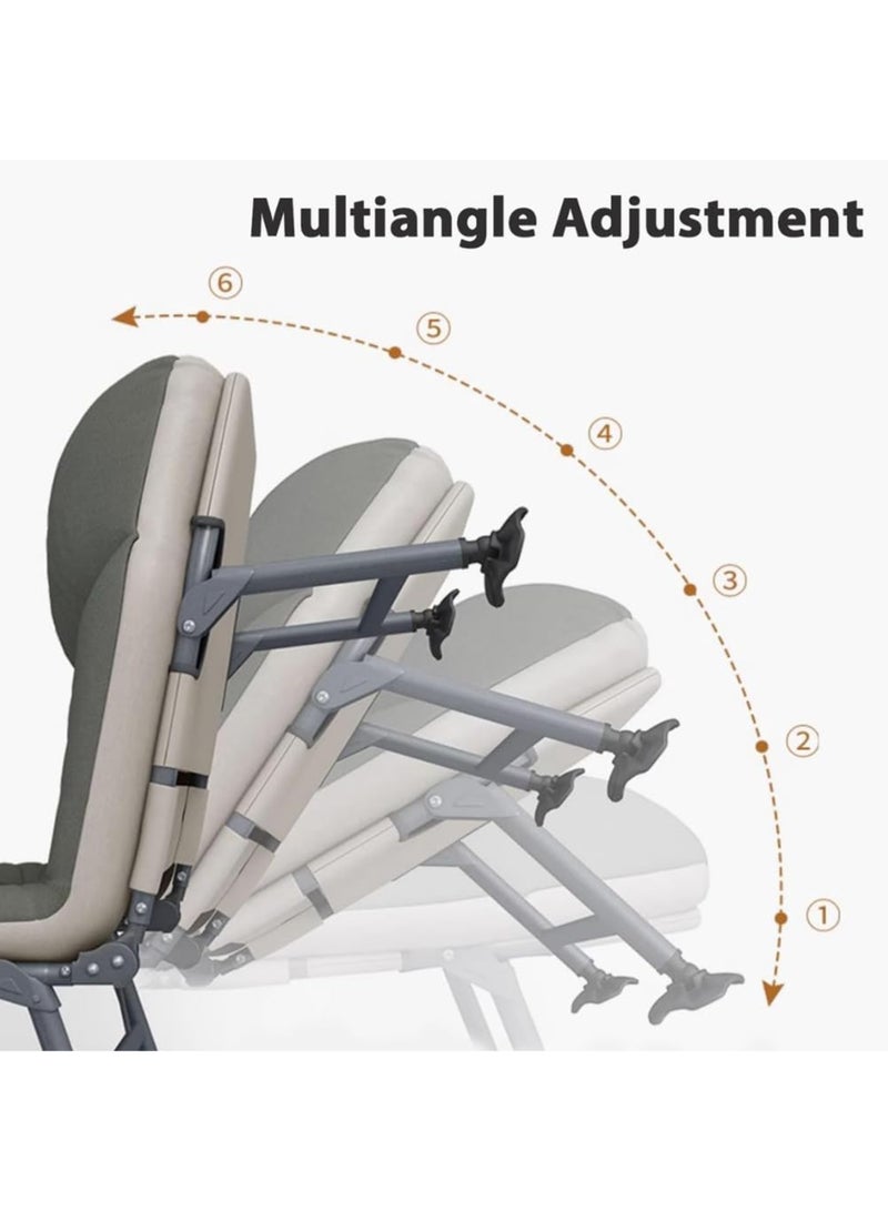 توشيونيكس سرير تخييم فاخر مريح قابل للطي، سعة 160 كجم، سرير محمول بـ 8 أرجل، كرسي استرخاء فاخر بـ 6 زوايا، مرتبة نوم، كرسي استرخاء للمكتب للاستخدام الداخلي والخارجي، سرير شاطئ للبالغين (أخضر غامق) - Image 2