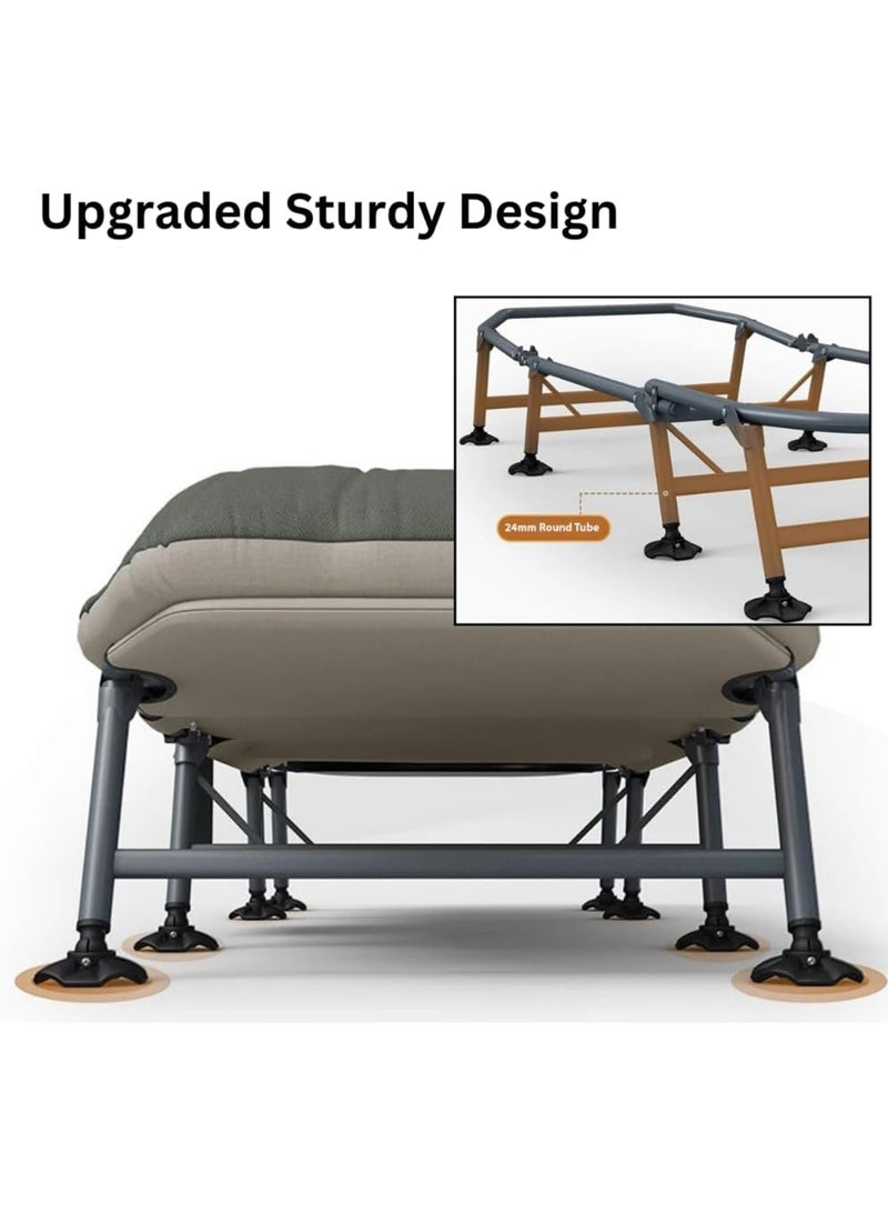 توشيونيكس سرير تخييم فاخر مريح قابل للطي، سعة 160 كجم، سرير محمول بـ 8 أرجل، كرسي استرخاء فاخر بـ 6 زوايا، مرتبة نوم، كرسي استرخاء للمكتب للاستخدام الداخلي والخارجي، سرير شاطئ للبالغين (أخضر غامق) - Image 4