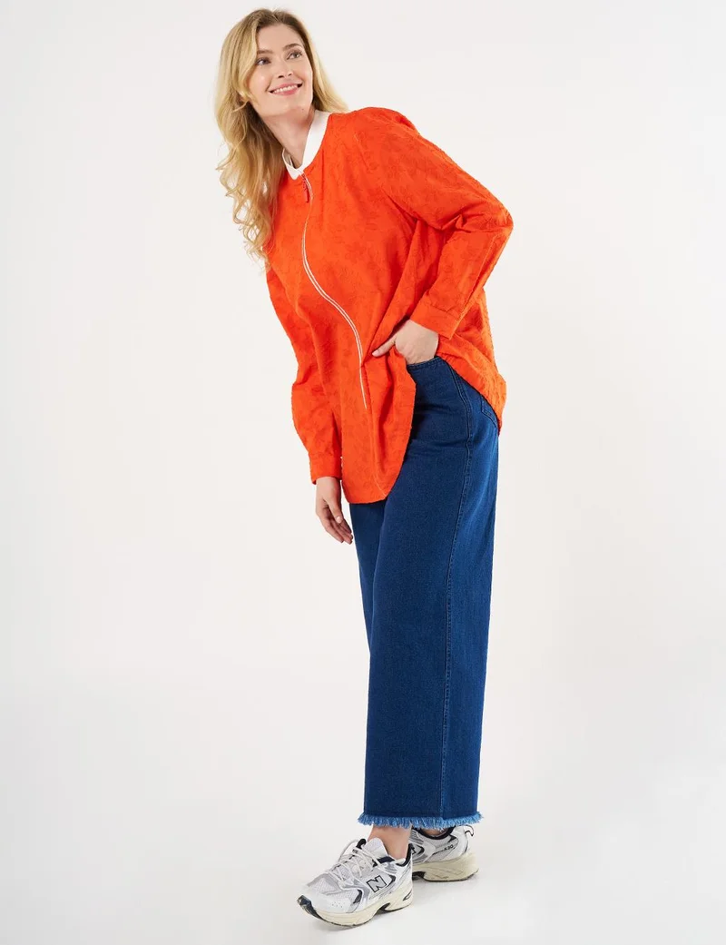 Kayra Floral Printed Cotton Jacket in Coral