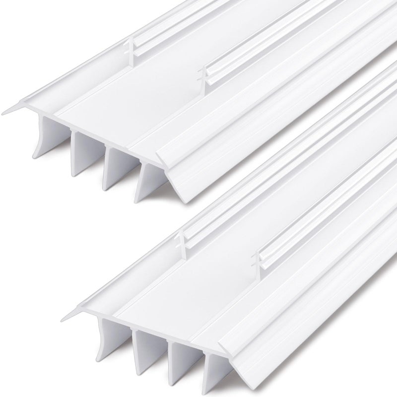 Pushglossy 2 Pcs Kerf Style Door Bottom 36" Long 1 3/4" Wide Replacement Threshold Seal with Vinyl Fins Weatherstrip Draft Stopper for Interior Exterior Doors(White) - Image 1