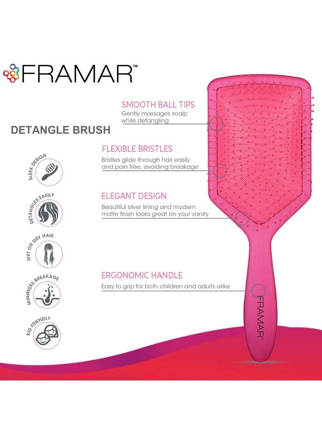framar Detangler Brush Paddle Brush Elegant Detangling Brush No More Tangles Hair Brush Hair Brushes For Women Men And Children (Pink) - Image 3