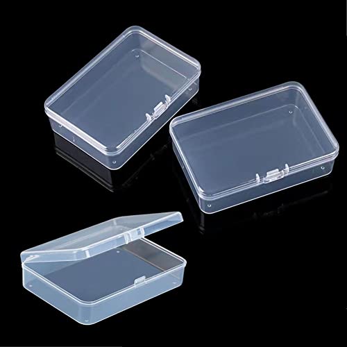 DKAOVH 4-Pack Rectangular Plastic Storage Containers Box with Hinged Lid for Beads and Crafts,Card Case Holder,Playing Card Case Box Storage (4.45 x 3.3 x 1.14 inch) - Image 1