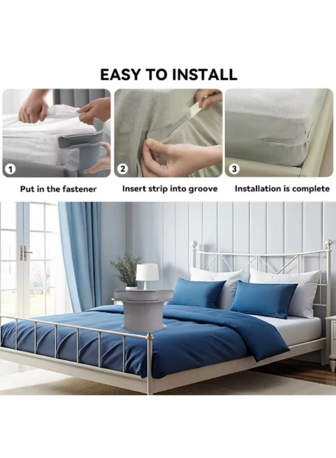 4 Pcs Lock Sheet Holders - Bed Sheet Holder for Corners Keep Sheets Firm & Tight - Heavy Duty Bed Sheet Holder Corner Fitted Sheet Straps Fit All Mattress Size - Bed Sheet Holder Fitted Sheet Straps/Holders Keep Sheets Firm & Tight, Open Corner Bed Sheet Rack with Lock Strip,Heavy Duty Bedsheet Clips Easy to Install for All Mattress - Image 2