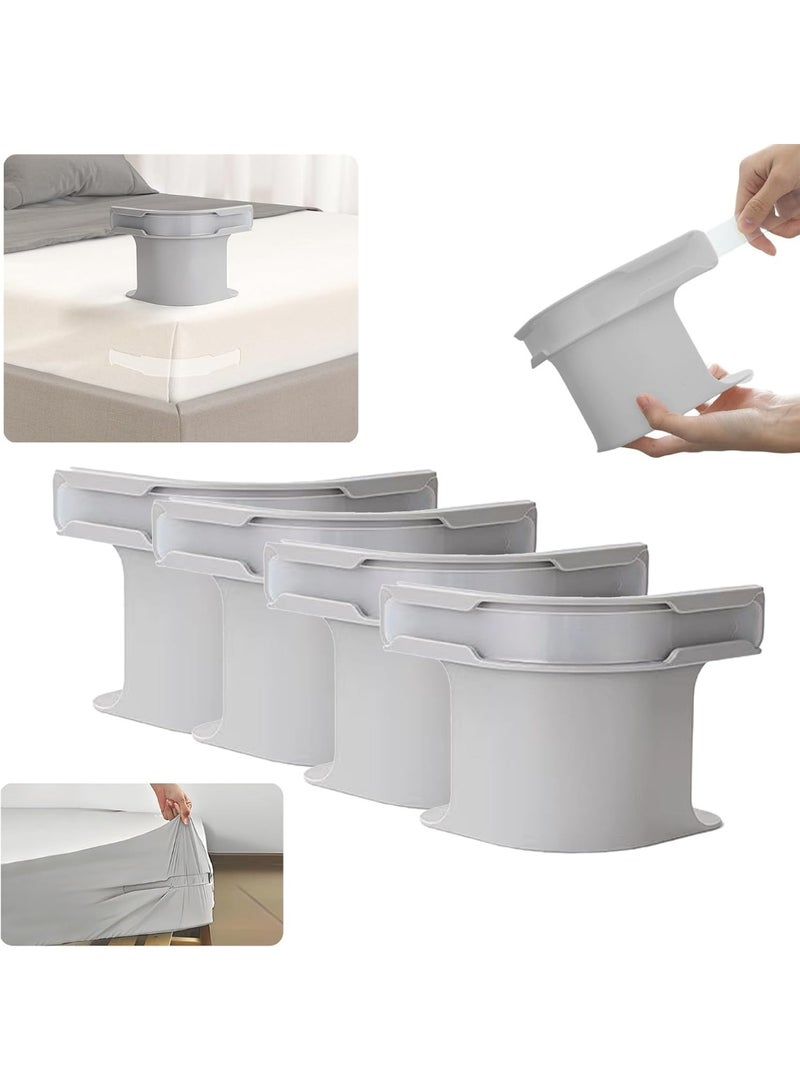 4 Pcs Lock Sheet Holders - Bed Sheet Holder for Corners Keep Sheets Firm & Tight - Heavy Duty Bed Sheet Holder Corner Fitted Sheet Straps Fit All Mattress Size - Bed Sheet Holder Fitted Sheet Straps/Holders Keep Sheets Firm & Tight, Open Corner Bed Sheet Rack with Lock Strip,Heavy Duty Bedsheet Clips Easy to Install for All Mattress - Image 1