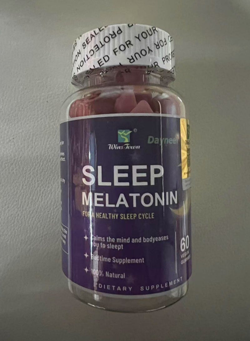 Sleep Melatonin Fast Dissolve 60 VEGAN  GUMMIES Nighttime Sleep Aid Natural Berry Flavor Vegan Non-GMO Gluten-Free  - Image 1
