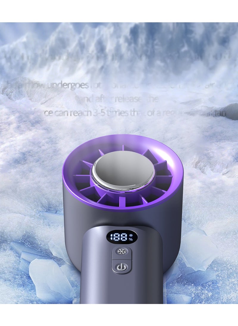 Generic - Handheld cooling high-speed fan, cooling ice compress, 100-speed stepless speed adjustment, extremely fast air flow, cooling the whole body in 1 second, hurricane turbine small air gun, intelligent high-definition digital wind speed display, wide air flow range, foldable desktop use. 3000 mAh 1.1-6.7 hours ultra-long use time, suitable for men and women travel, outdoor, camping - Image 1