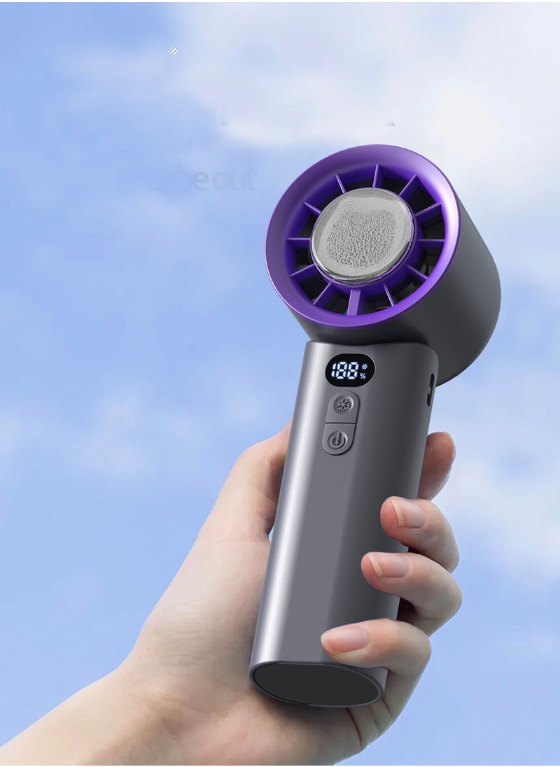Generic - Handheld cooling high-speed fan, cooling ice compress, 100-speed stepless speed adjustment, extremely fast air flow, cooling the whole body in 1 second, hurricane turbine small air gun, intelligent high-definition digital wind speed display, wide air flow range, foldable desktop use. 3000 mAh 1.1-6.7 hours ultra-long use time, suitable for men and women travel, outdoor, camping - Image 1