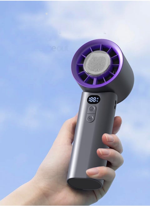 Handheld cooling high-speed fan, cooling ice compress, 100-speed stepless speed adjustment, extremely fast air flow, cooling the whole body in 1 second, hurricane turbine small air gun, intelligent high-definition digital wind speed display, wide air flow range, foldable desktop use. 3000 mAh 1.1-6.7 hours ultra-long use time, suitable for men and women travel, outdoor, camping