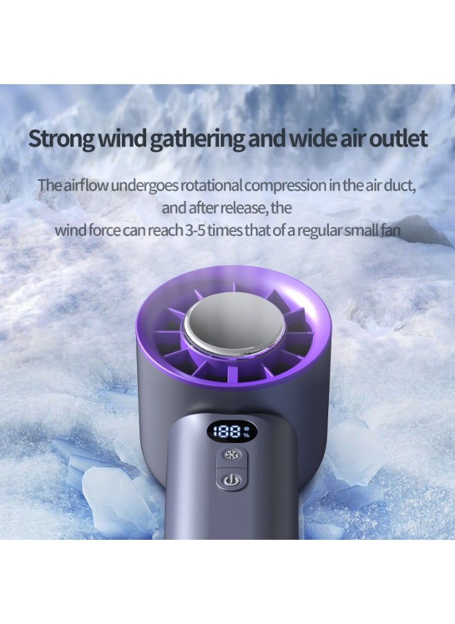 Generic - Handheld cooling high-speed fan, cooling ice compress, 100-speed stepless speed adjustment, extremely fast air flow, cooling the whole body in 1 second, hurricane turbine small air gun, intelligent high-definition digital wind speed display, wide air flow range, foldable desktop use. 3000 mAh 1.1-6.7 hours ultra-long use time, suitable for men and women travel, outdoor, camping - Image 1