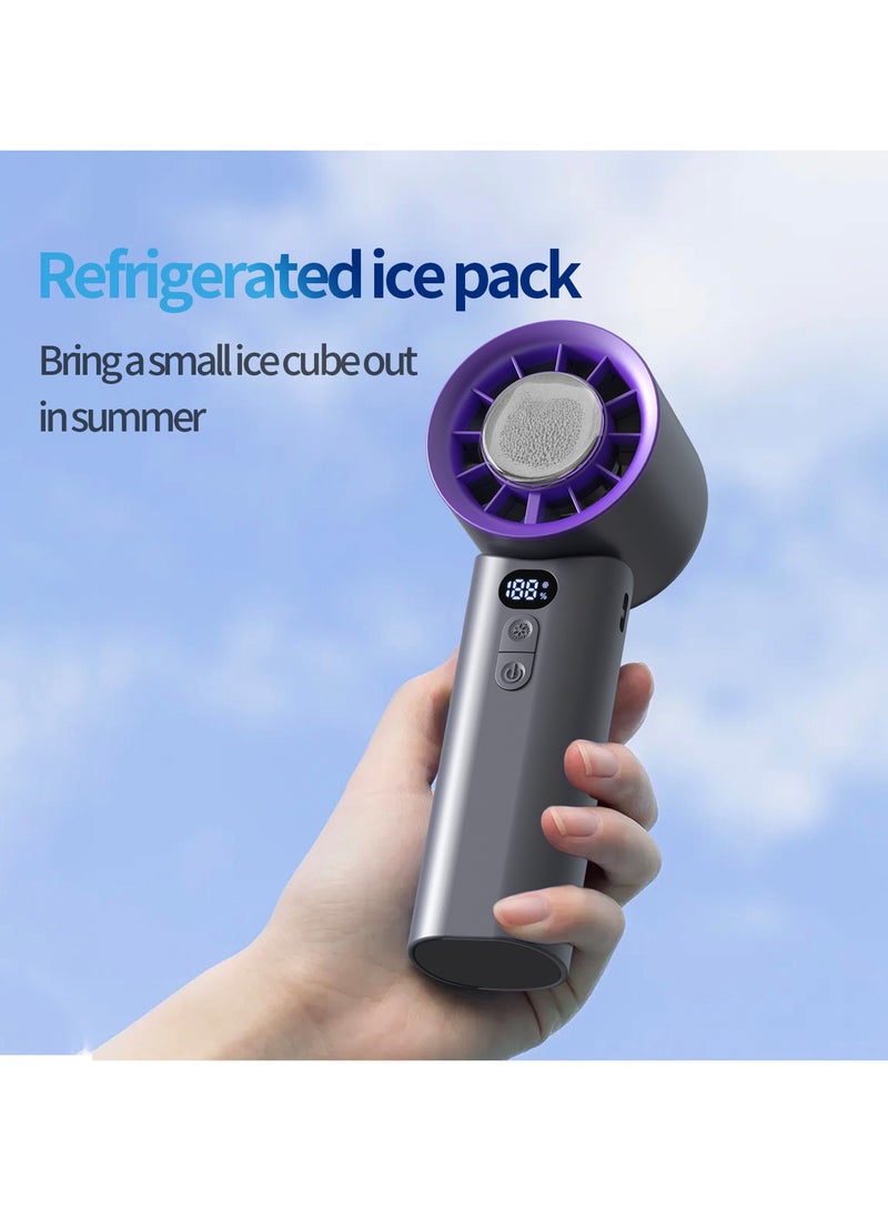 Panda Portable overspeed handheld fan semiconductor cooler: cool all summer, 100-speed stepless speed regulation, hurricane turbine design, smart high-definition digital display, wide-angle air supply, equipped with 4000 mAh battery, Type-C fast charging interface, up to 7 hours of ultra-long battery life, very suitable for travel, office, home and outdoor use! - Image 1