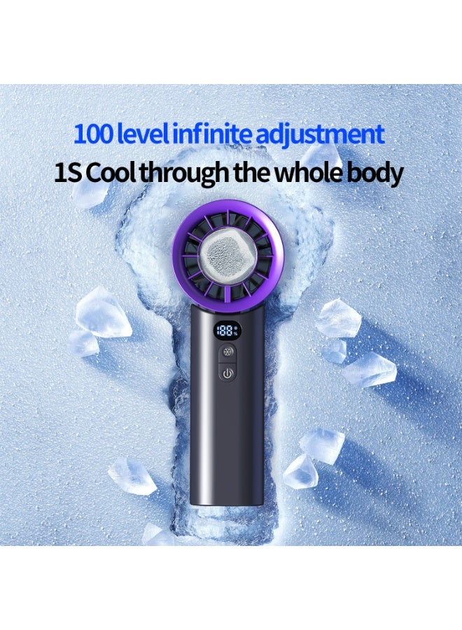 Panda Portable overspeed handheld fan semiconductor cooler: cool all summer, 100-speed stepless speed regulation, hurricane turbine design, smart high-definition digital display, wide-angle air supply, equipped with 4000 mAh battery, Type-C fast charging interface, up to 7 hours of ultra-long battery life, very suitable for travel, office, home and outdoor use! - Image 3