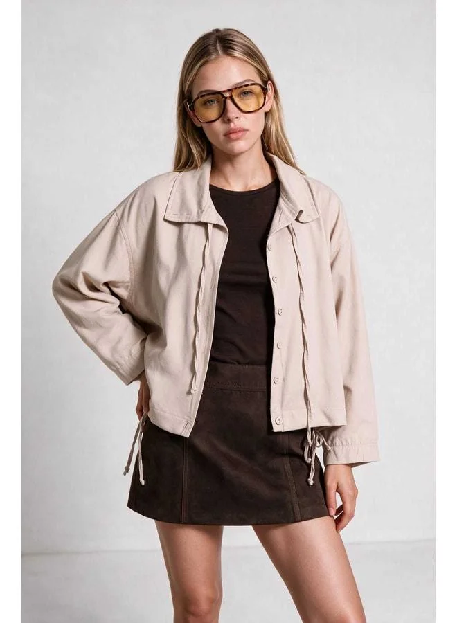 Lovely Istanbul Short Poplin Trench Coat LBY0069 Beige.