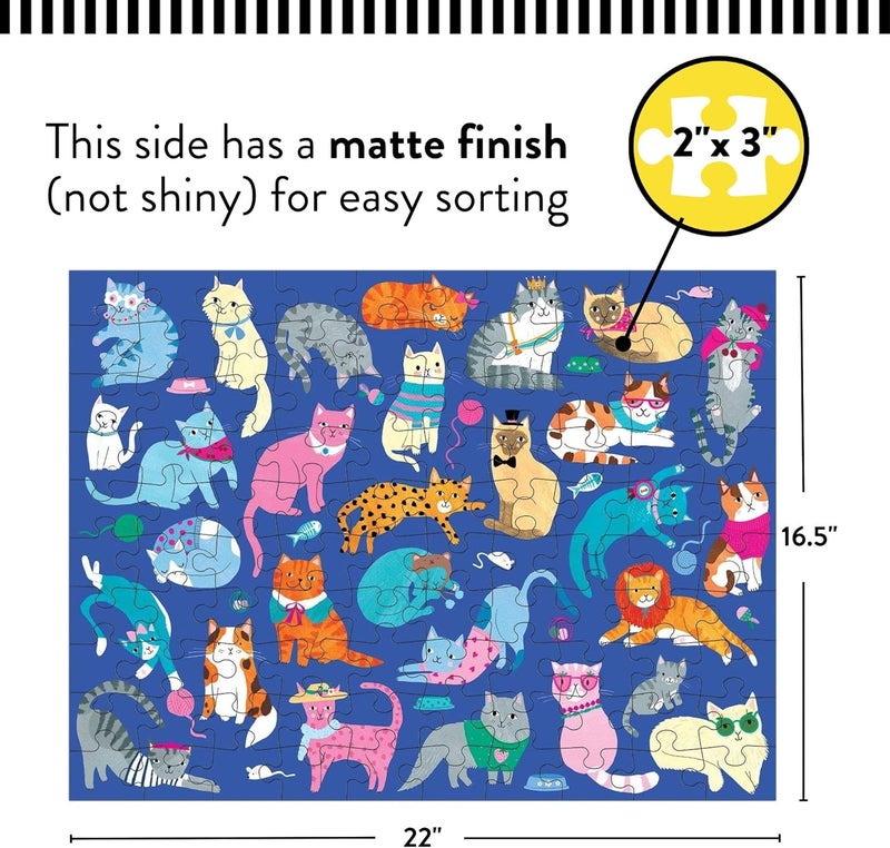 Mudpuppy Cats and Dogs Double-Sided Puzzle, 100 Pieces, 22”x16.5” – Perfect Family Puzzle for Ages 6+ - Colorful Illustrations of Dogs on One Side and Cats on the Other – Two Fun Puzzles in One Box - Image 5