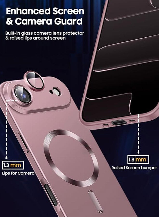 حالة مغناطيسية لآيفون 17 إير، [توافق مع ماج ساف] [حماية عدسات الكاميرا المدمجة] [خفة ورقع] حافظة هاتف من السيليكون الناعم مقاومة الصدمات مع لمعان معدني لآيفون 17 إير 6.5 بوصة، بيج - Image 2