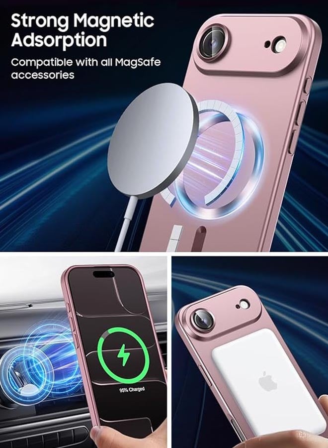 حالة مغناطيسية لآيفون 17 إير، [توافق مع ماج ساف] [حماية عدسات الكاميرا المدمجة] [خفة ورقع] حافظة هاتف من السيليكون الناعم مقاومة الصدمات مع لمعان معدني لآيفون 17 إير 6.5 بوصة، بيج - Image 5