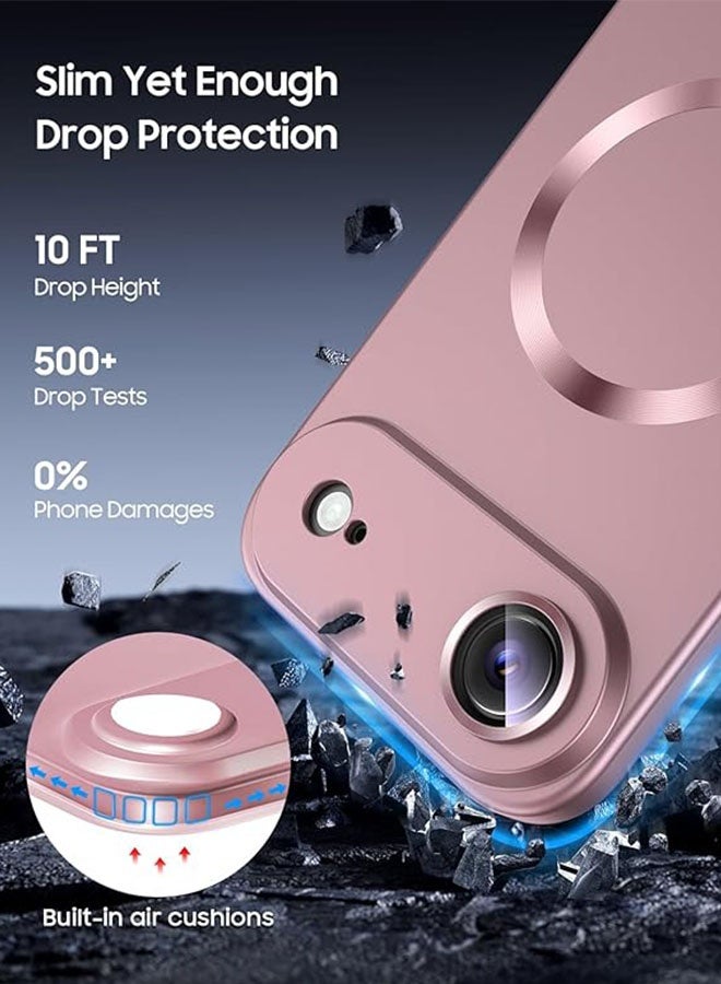 حالة مغناطيسية لآيفون 17 إير، [توافق مع ماج ساف] [حماية عدسات الكاميرا المدمجة] [خفة ورقع] حافظة هاتف من السيليكون الناعم مقاومة الصدمات مع لمعان معدني لآيفون 17 إير 6.5 بوصة، بيج - Image 4