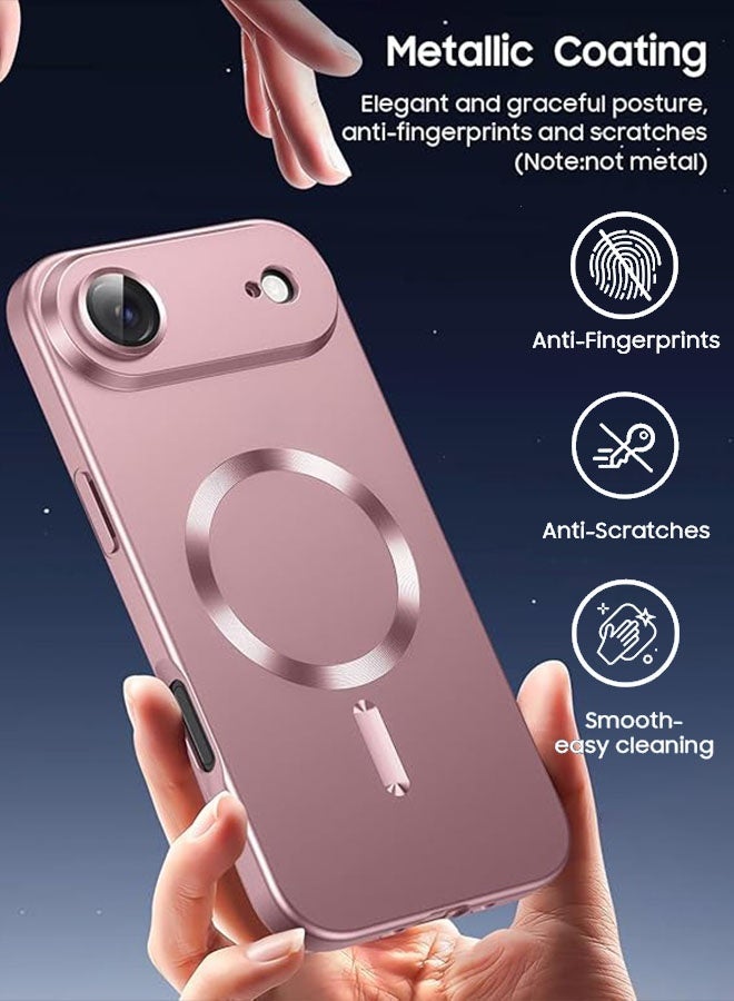 حالة مغناطيسية لآيفون 17 إير، [توافق مع ماج ساف] [حماية عدسات الكاميرا المدمجة] [خفة ورقع] حافظة هاتف من السيليكون الناعم مقاومة الصدمات مع لمعان معدني لآيفون 17 إير 6.5 بوصة، بيج - Image 3