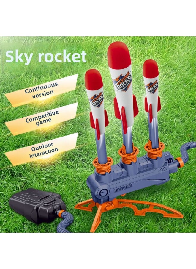 Children's Skyrocket Outdoor Pedal Launcher Flying Rocket Light-emitting Shell Stall Toy Wholesale-Specifications:Single Version Of Skyrocket + Rocket With Light X3