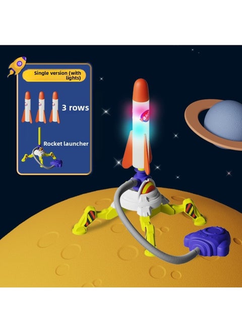 Children's Skyrocket Outdoor Pedal Launcher Flying Rocket Light-emitting Shell Stall Toy Wholesale-Specifications:Single Version Of Skyrocket + Rocket With Light X3