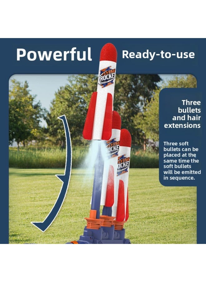 Children's Skyrocket Outdoor Pedal Launcher Flying Rocket Light-emitting Shell Stall Toy Wholesale-Specifications:Single Version Of Skyrocket + Rocket With Light X3