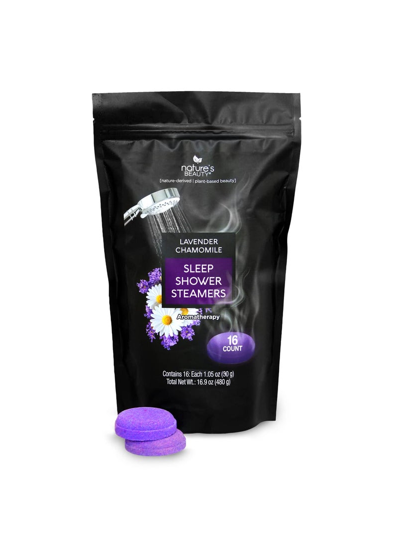 Nature's Beauty - Nature's Beauty Aromatherapy Lavender Chamomile Sleep Shower Steamers Gift Set Single-Pack, Luxury, Fizzy, Spa Shower Steamer to Help Calm + Soothe The Senses, 16.8 oz | 16 ct ea (1 Pack) - Image 1