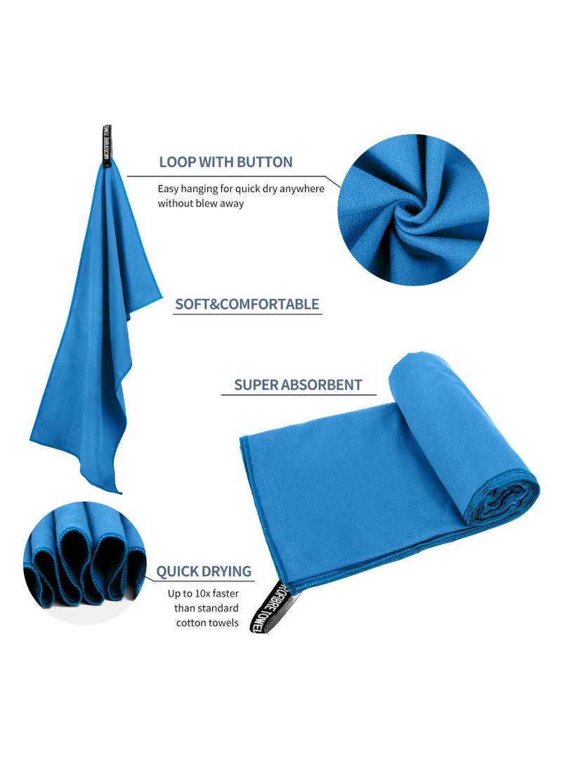 Flushrenic Ultra-fine fibre travel towel, soft, lightweight and quick-drying towel, highly absorbent compact travel, sports and beach towel, suitable for camping, backpacking, gym, swimming, yoga and hiking (blue) - Image 3