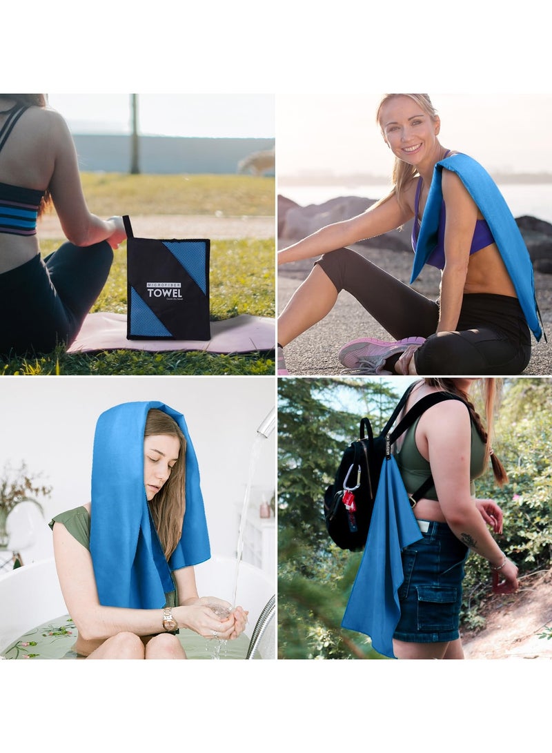 Flushrenic Ultra-fine fibre travel towel, soft, lightweight and quick-drying towel, highly absorbent compact travel, sports and beach towel, suitable for camping, backpacking, gym, swimming, yoga and hiking (blue) - Image 4