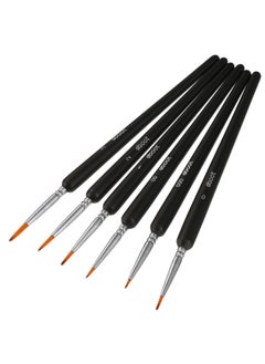 eBoot eBoot 6 Pieces Detail Paint Brush Set Miniature Brushes for Watercolor and Acrylic Painting (Black)  - Image 1