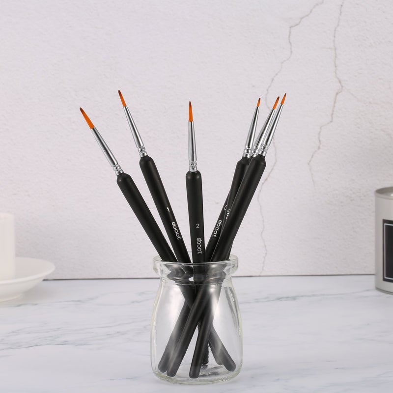 eBoot eBoot 6 Pieces Detail Paint Brush Set Miniature Brushes for Watercolor and Acrylic Painting (Black)  - Image 4