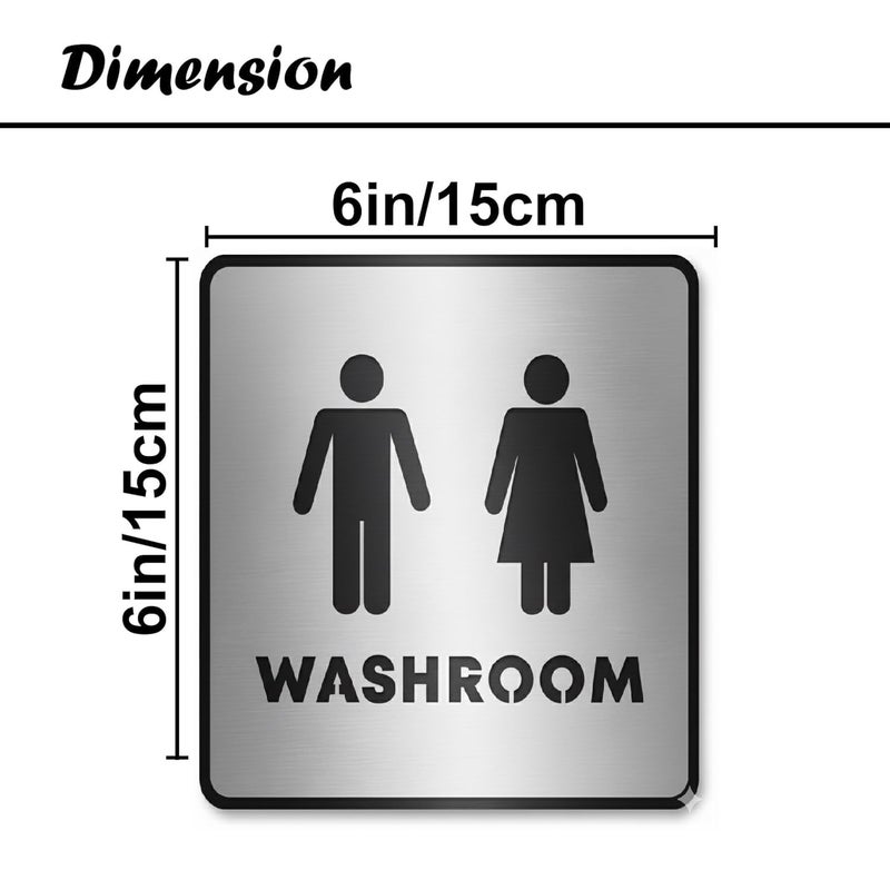 BerryBox Premium Brush Steel Silver Finish Acrylic Washroom Square Shape Door Sign Easy to Mount 3M Self-Adhesive Tape Signage for Hotel Office Resort Society Corporate Business Hospital - Image 4