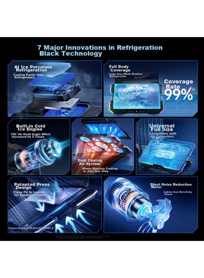 Venider Laptop Cooling Pad, Semiconductor Cooling, Computer Cooling Stand, Water Cooling Fan, Air Pressure Cooling, High-power Gaming Laptop Cooling Device, Suitable For Lenovo, Alienware, Lenovo Legion - Image 1