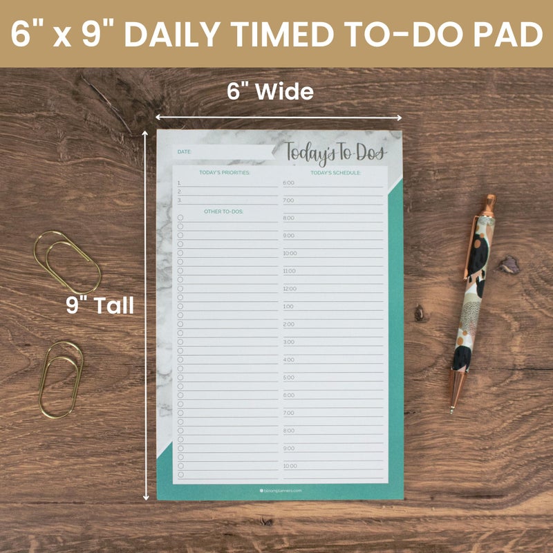bloom daily planners Undated Daily Timed to-Do List Pad - Tear Off Planning Sheets - 6" x 9" - Color Blocking Marble - Image 2