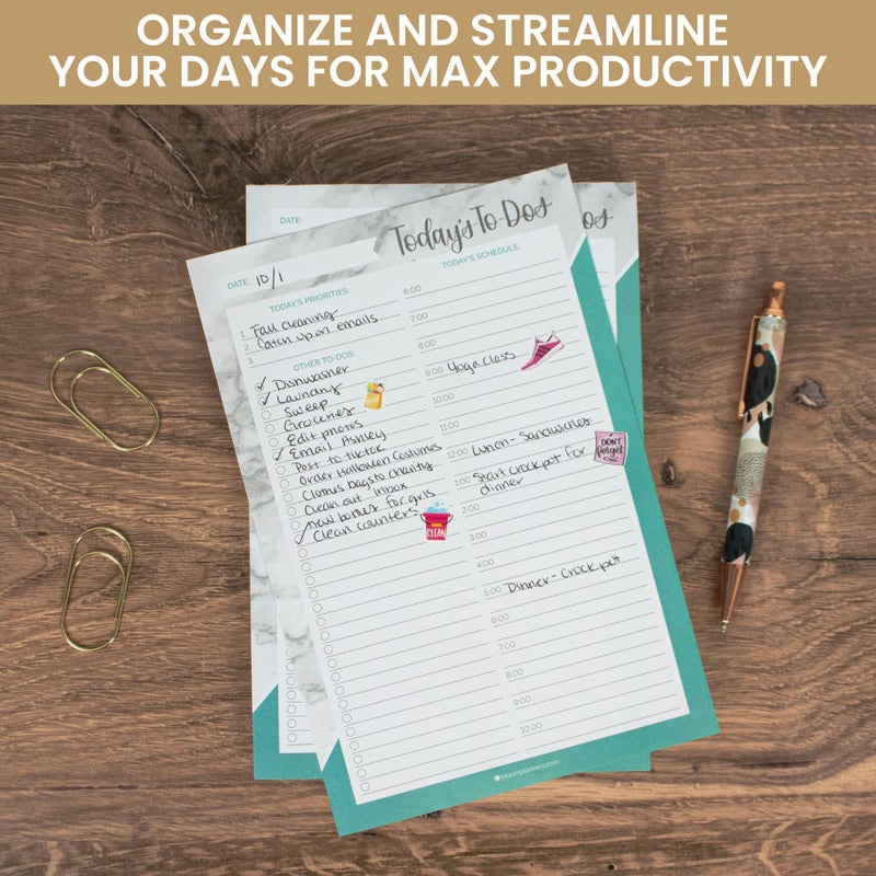 bloom daily planners Undated Daily Timed to-Do List Pad - Tear Off Planning Sheets - 6" x 9" - Color Blocking Marble - Image 5