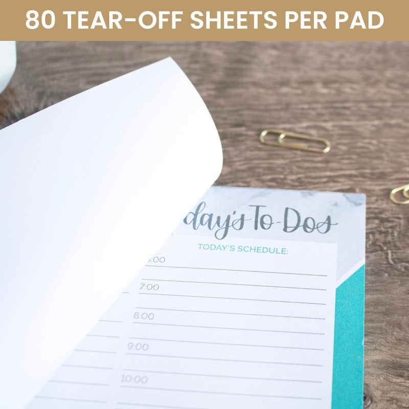 bloom daily planners Undated Daily Timed to-Do List Pad - Tear Off Planning Sheets - 6" x 9" - Color Blocking Marble - Image 3