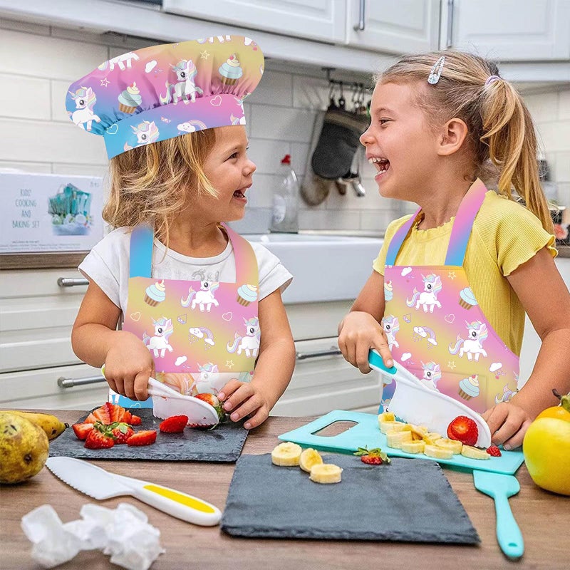 DEABOLAR Kids Aprons for Girls Toddler Aprons with Pockets for Kids Cooking Baking Painting Crafting Art Gardening Adjustable - Image 3