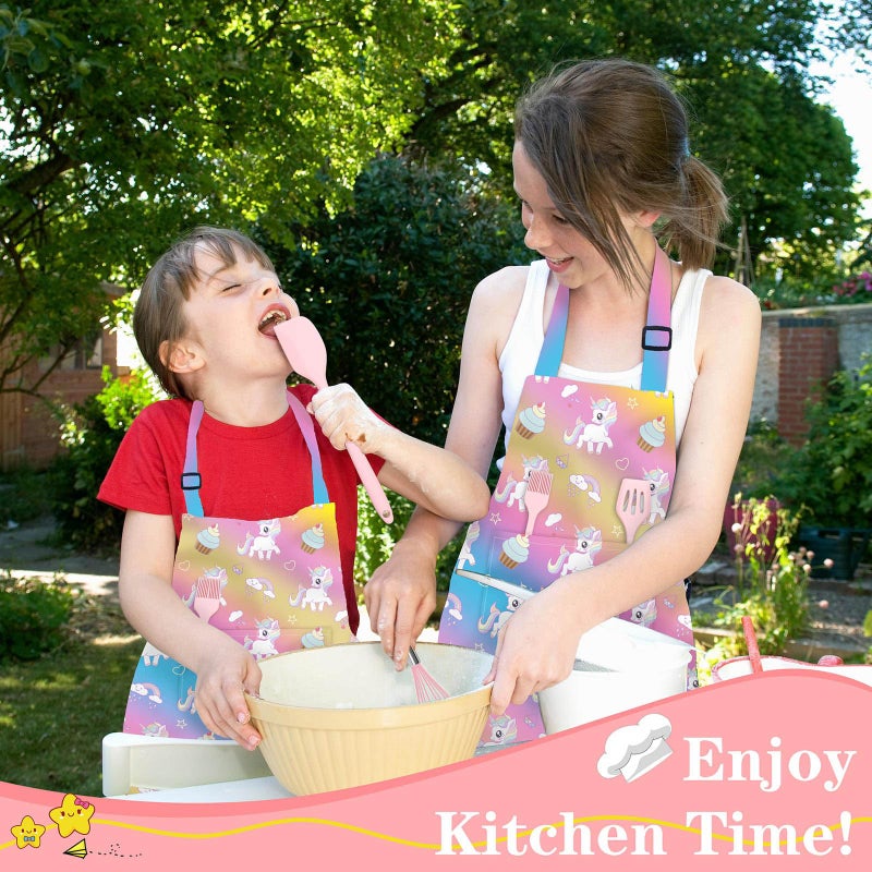 DEABOLAR Kids Aprons for Girls Toddler Aprons with Pockets for Kids Cooking Baking Painting Crafting Art Gardening Adjustable - Image 4
