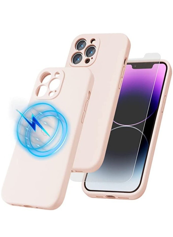 Raxoom iPhone 14 Pro + 2 Pack Tempered Glass Screen Protector Magsafe Case Silicone Phone Case with Microfiber Lining for iPhone 14 Pro 6.1 inch 2022 - Image 1
