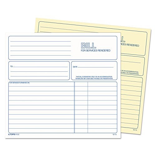 TOPS 2-Part Carbonless Bill for Services Rendered Book, 8.5 x 8.25 Inches, 50 Sheets, White, (4133) - Image 2