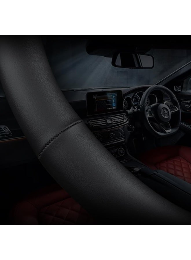 Arabest Universal 15 Inch Leather Steering Wheel Cover,Ultra-Thin,Non-Slip,Breathable,Black - Image 5