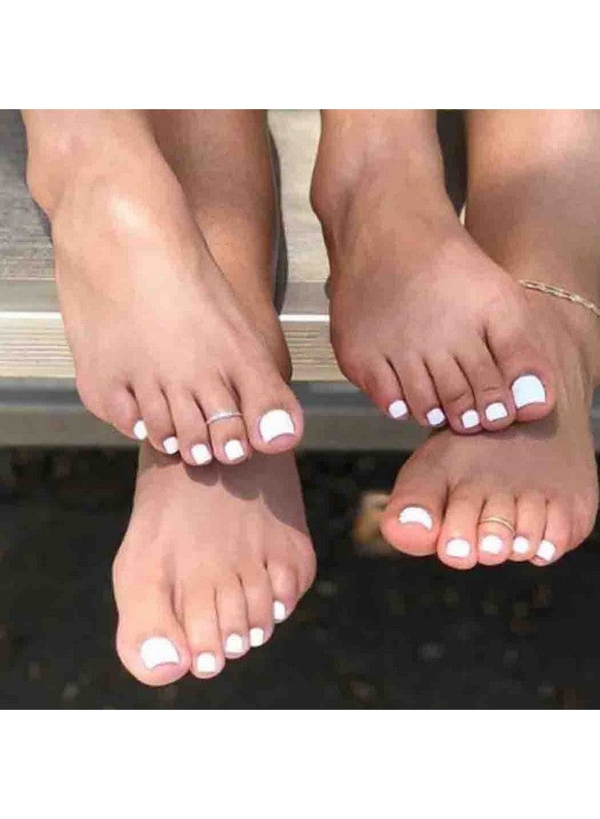 Outyua Solid Square Fake Toenails Matte Press on Toe Nails Short Acrylic False Toes Nails Cute Artificial Beach Full Cover Toenail White for Women 24 Pcs (White) - Image 4