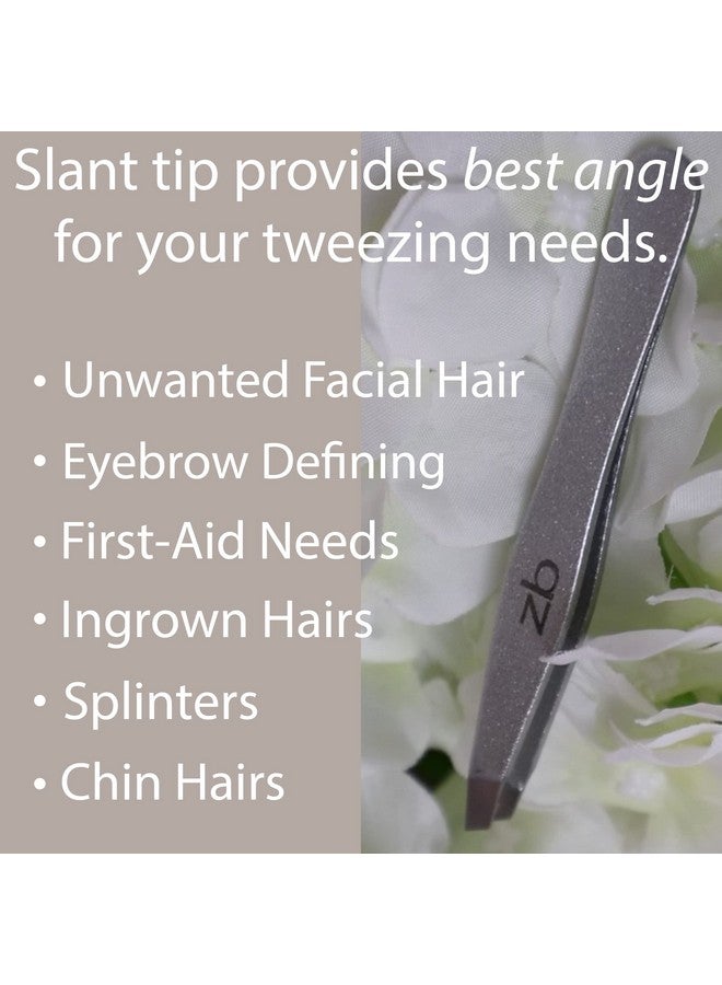Zizzili Basics Tweezers - Surgical Grade Stainless Steel - Slant Tip for Expert Eyebrow Shaping and Facial Hair Removal - with Bonus Protective Pouch - Best Tweezer for Men and Women - Image 3