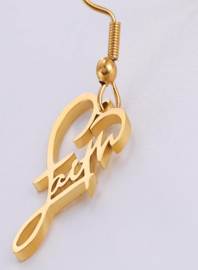 EUEAVAN Inspirational Heart Faith Earrings Heart Pendant Word Calligraphy Jewelry Heart Words Religious Necklace Personalized Gifts for Women (gold) - Image 5