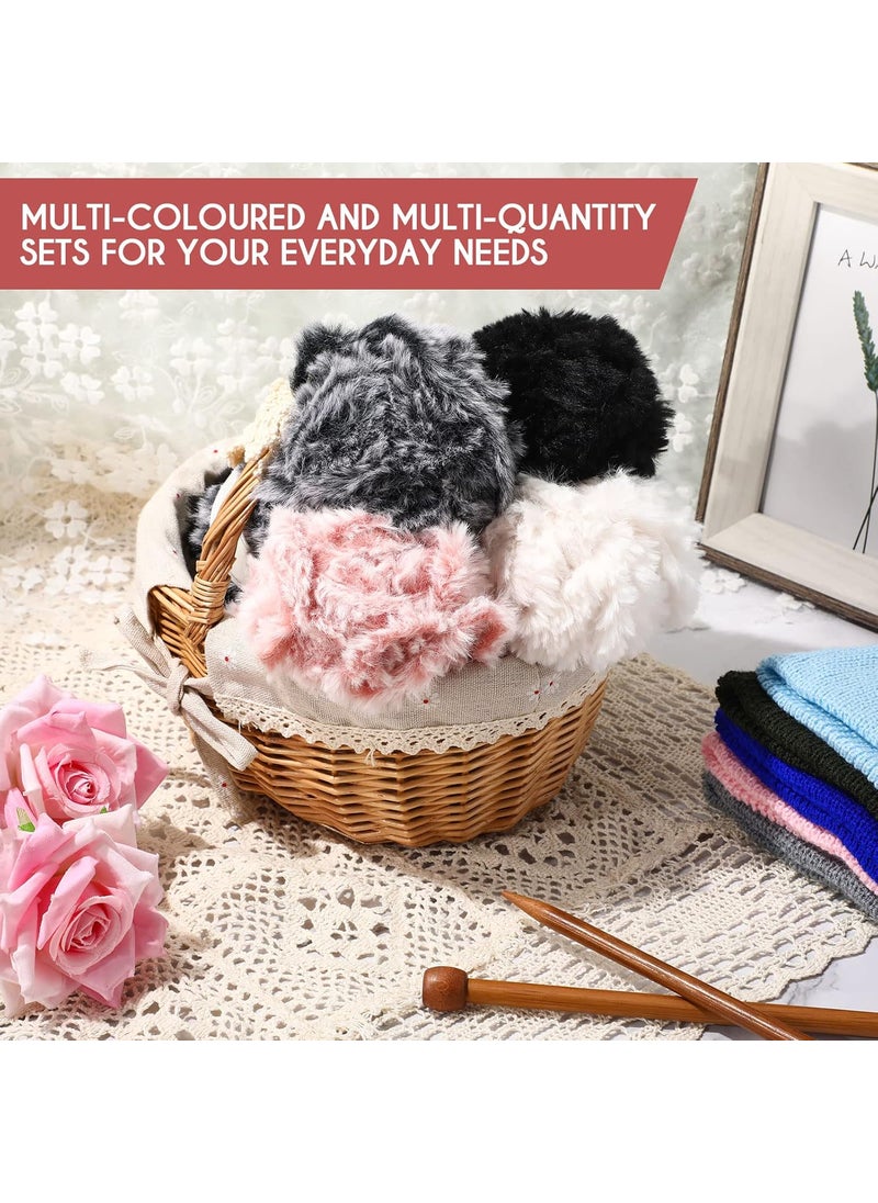 Nuenen Nuenen 8 Pieces Faux Fur Fluffy Yarn Super Soft Chunky Fuzzy Skeins Yarn for DIY Crochet Knit Clothes Knitting Projects 440g Totally 35 Yard for Each  - Image 4