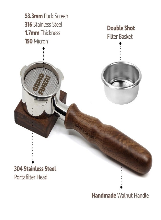 WALNUT COFFEE Handmade 54mm Bottomless Portafilter - Filter Basket - Puck Screen 53.3mm Included |Bottomless Naked Portafilter | Filter Basket Include - Image 2