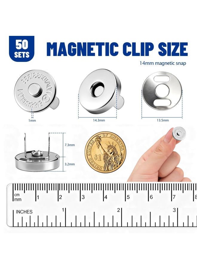 Fireboomoon 50 Sets Magnetic Snaps for Purse Closures, 14mm Magnetic Magnetic Snaps Closure Clasps for Sewing, Supplies, Bags, Clothes, Crafting No Tools Required - Image 2
