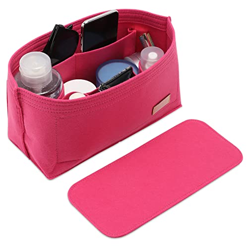 Doxo Purse Organizer Insert for Handbags Base Shaper 2pc Set Felt Neverfull PM Organizer Insert Tote Bag Organizer with Zipper Pocket and Bottle Holder Fit Neverfull PM and More RoseM - Image 1