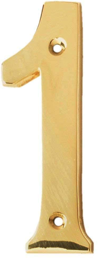 eSplanade 4" Brass House Hotel Door Number Plaque Numeric Numerical Digit 0-9 (1 (One)) - Image 1